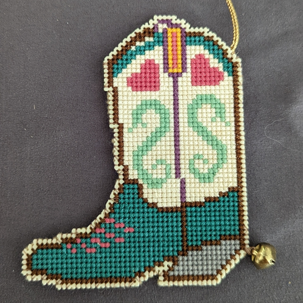 Christmas ornament cowboy needlepoint